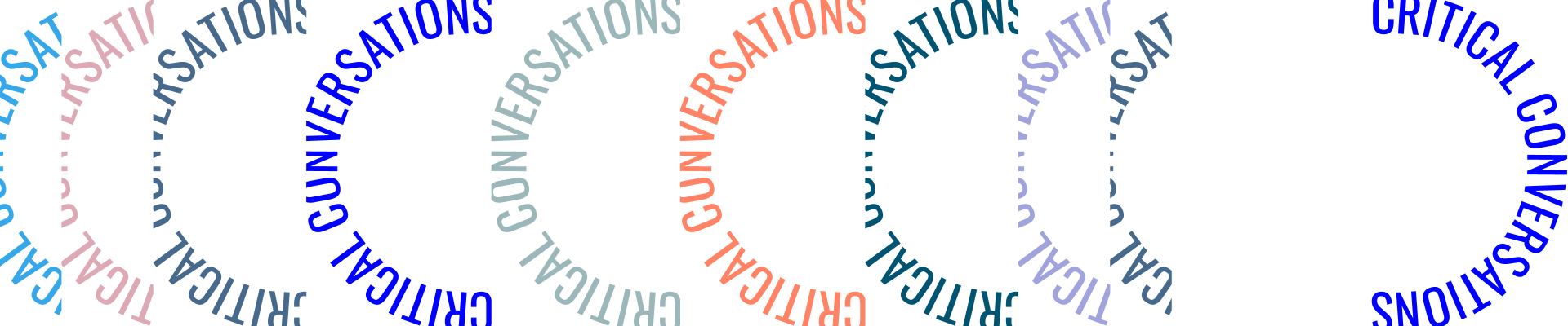 Critical Conversations logo repeated in several pastel colors