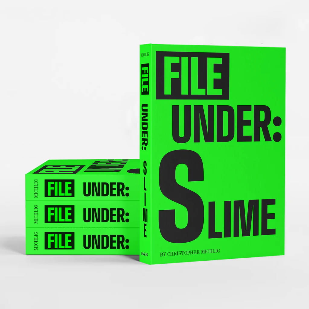 Neon green book cover with title "File Under: Slime."
