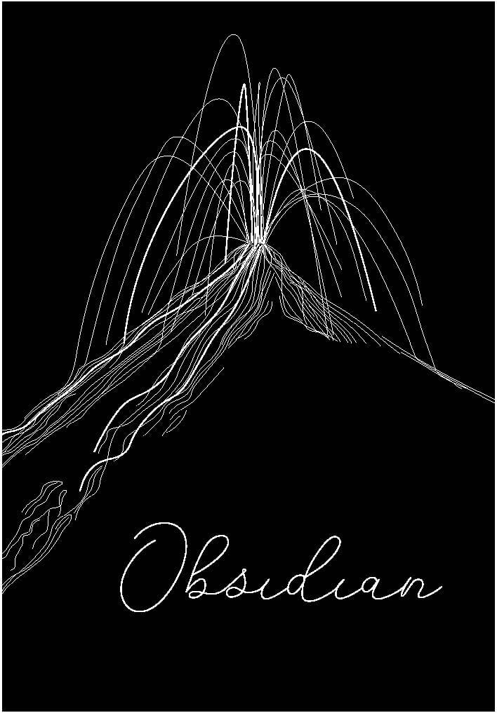 Black book cover with white line drawing of a volcano erupting over the title.
