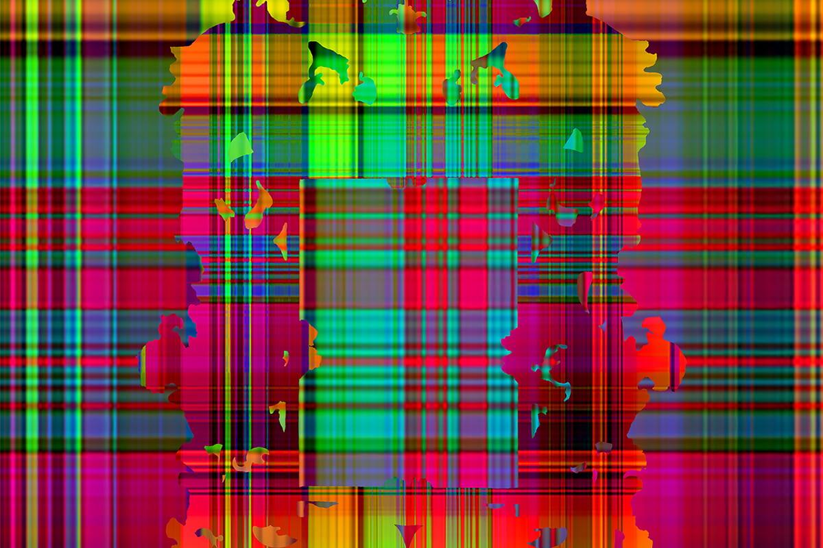 Colorful plaid digital design by Kate Wagle.