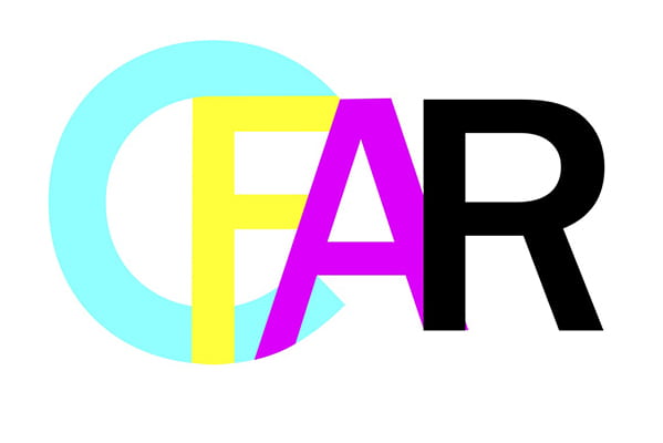 white background with the logo reading "CFAR" in a CMYK modern font face.